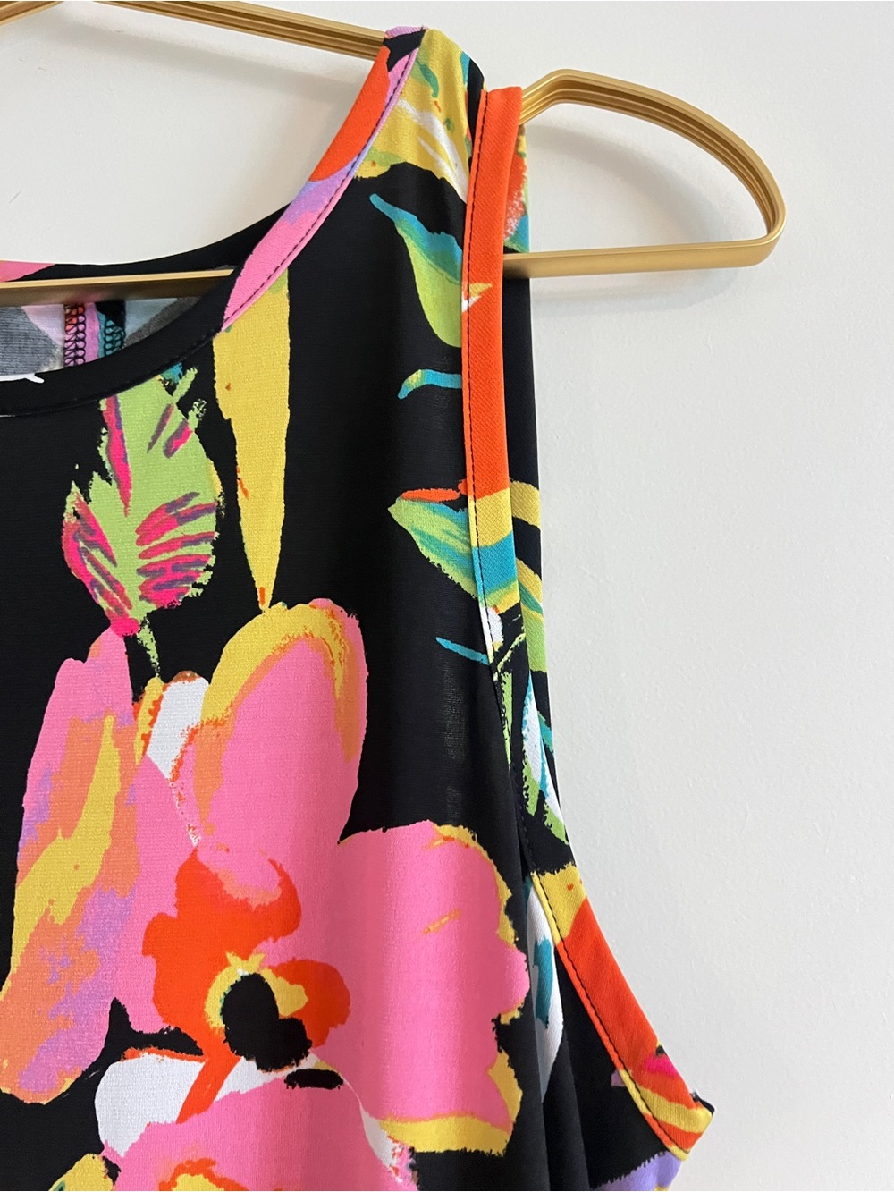 Vince Camuto Black Tropical Floral Sleeveless Maxi Dress Size Large Made in USA - Picture 11 of 16
